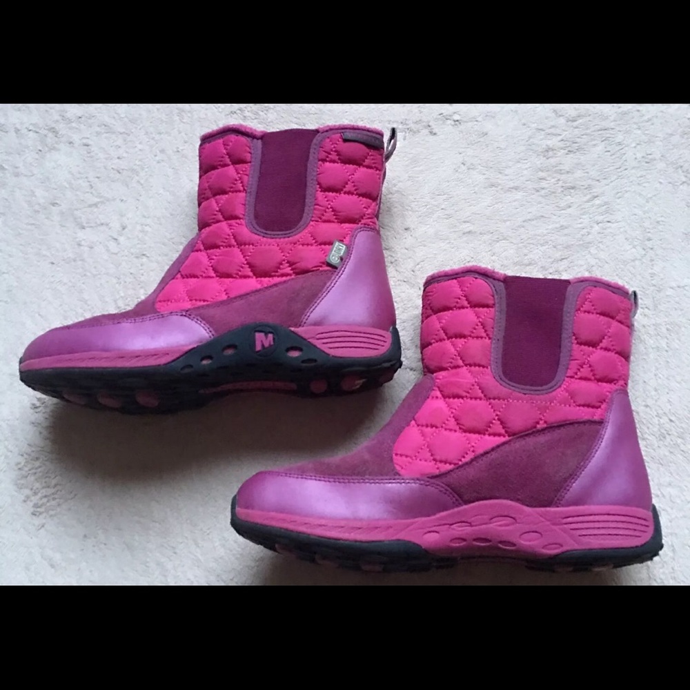 Merrill Jungle Moc Quilted Boots, Girls Sz 4W Pink